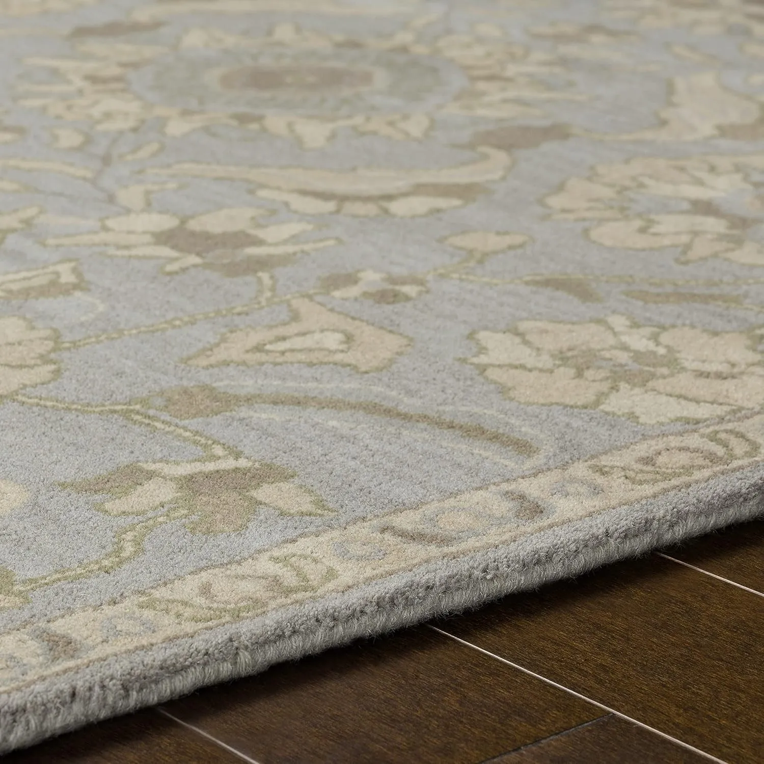 Mark&Day Wool Rugs, 2x3 Caraquet Traditional Light Gray Area Rug, Beige Grey Carpet for Living Room, Bedroom or Kitchen (2' x 3')