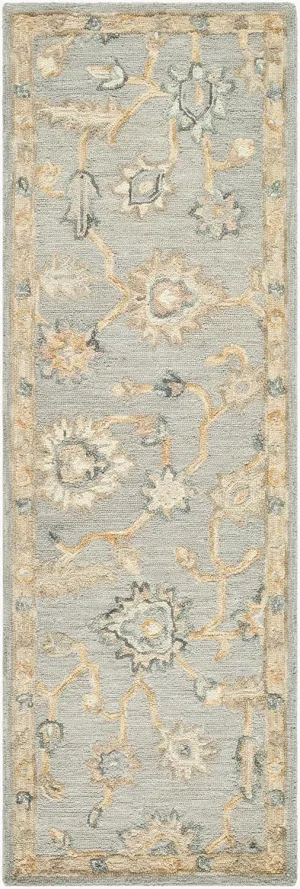 Mark&Day Wool Rugs, 2x8 Asma Traditional Light Silver Runner Area Rug, Grey Off-White Pearl Carpet for Hallway, Kitchen, Bedroom or Living Room (2'6" x 8' Runner)