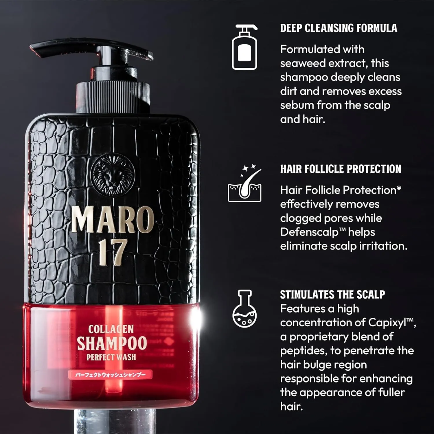 MARO17 Japan's #1 Collagen Shampoo Perfect Wash & Conditioner Duo - Moisturizing, Hair Thickening Shampoo & Conditioner Set - Cleanses Dirt & Regenerate Collagen to Support Healthy Scalp & Fuller Hair