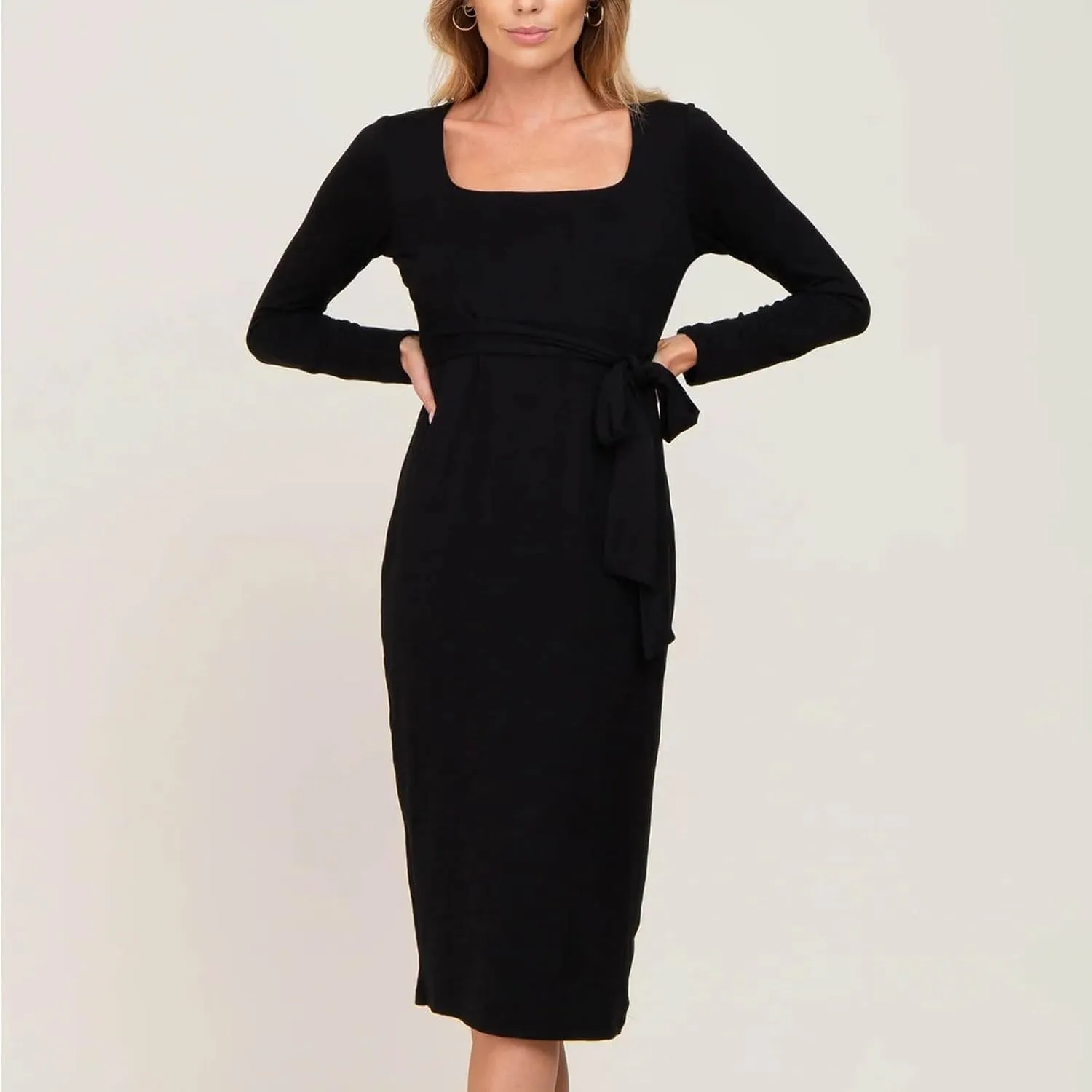 Maternity Dress,Long Sleeve Spring Maternity Dresses Soft Stretch Spring Dresses for Women Elegant 2025