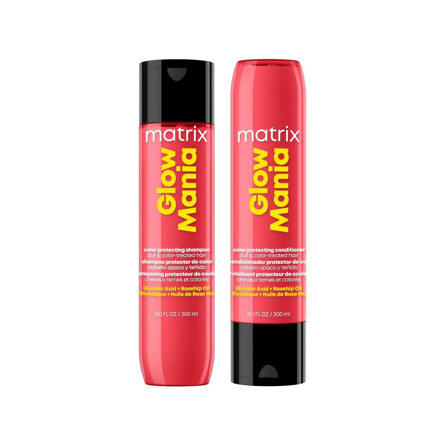 Matrix Glow Mania Color Protecting Shampoo and Conditioner Set - For Glow and Shine, For Dull & Color-Treated Hair, Luxurious Creamy Texture, With Glycolic Acid & Rosehip Oil