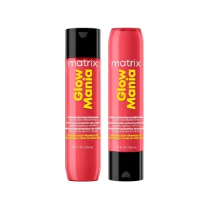 Matrix Glow Mania Color Protecting Shampoo and Conditioner Set - For Glow and Shine, For Dull & Color-Treated Hair, Luxurious Creamy Texture, With Glycolic Acid & Rosehip Oil
