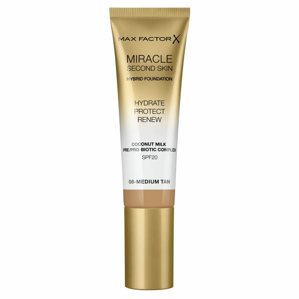 Max Factor Miracle Second Skin Foundation SPF 20-08 Medium Tan Foundation Women 1.01 oz