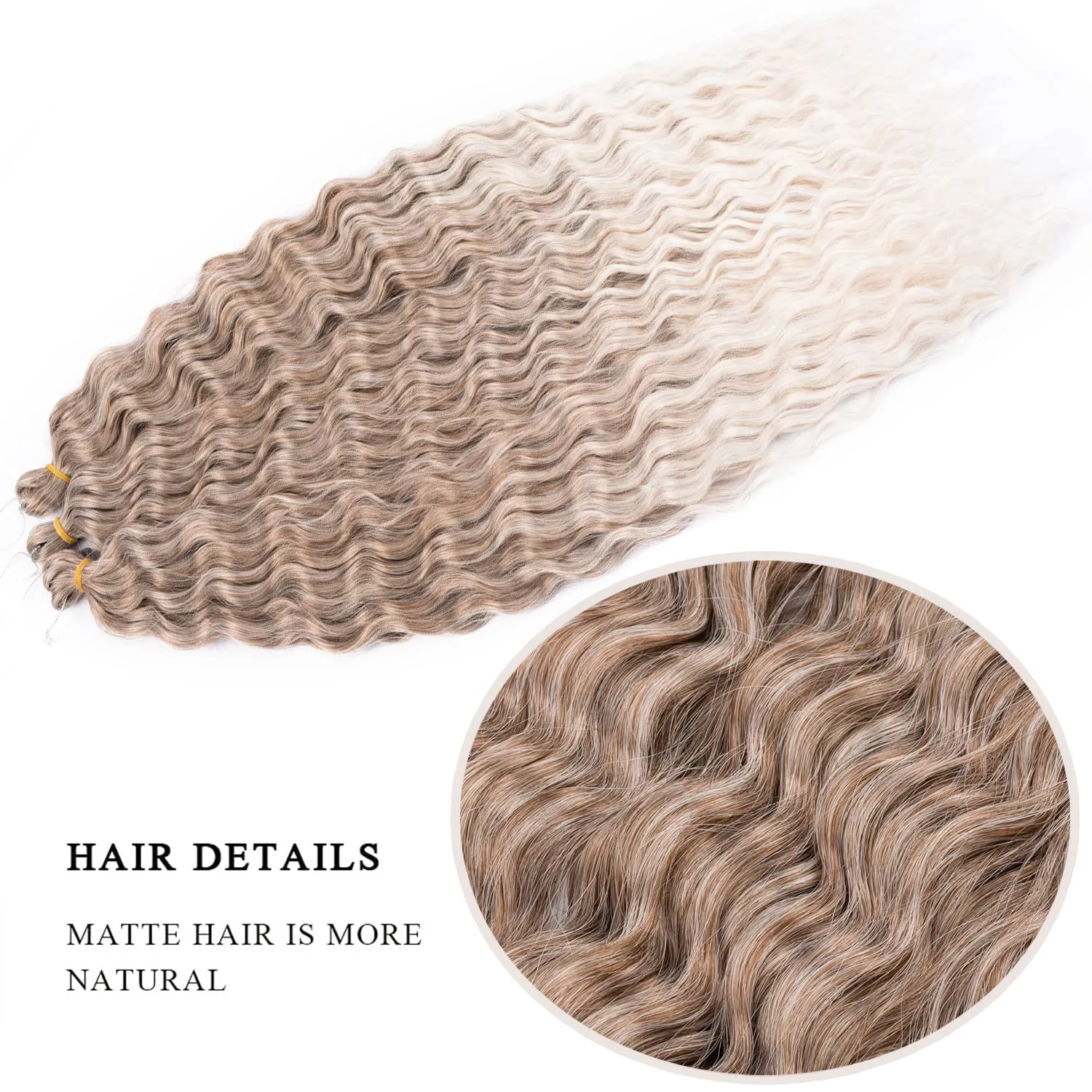 MAYSA Curly Braiding Crochet Hair Synthetic Deep Wave Crochet Hair 30 Inch 6Packs Ocean Wave Hair Extension for Women #10/56c Brown mix Blond