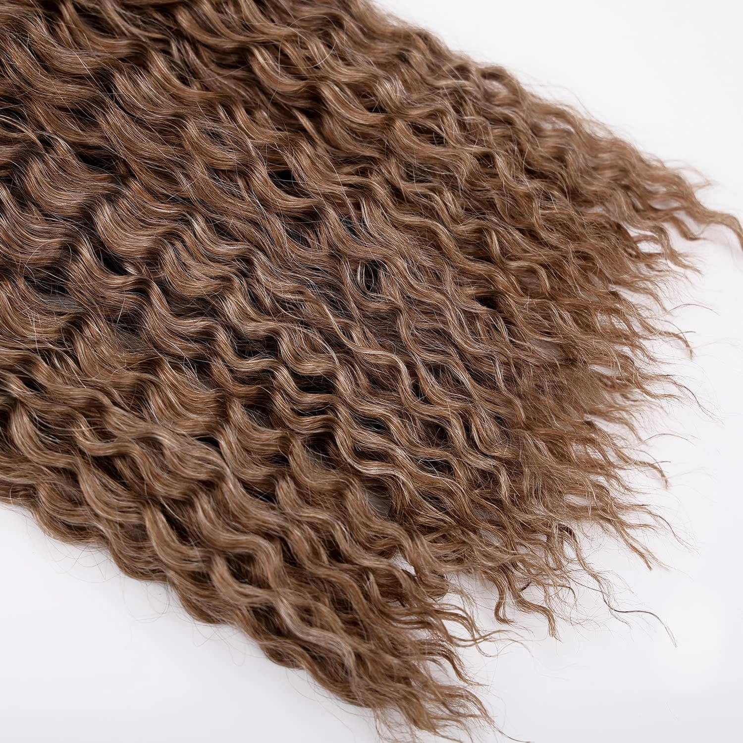 MAYSA Brown Curly Crochet Hair for Women Synthetic Wavy Crochet Hair 22 Inch 6Packs Ocean Wave Braiding Hair Extension #12Brown