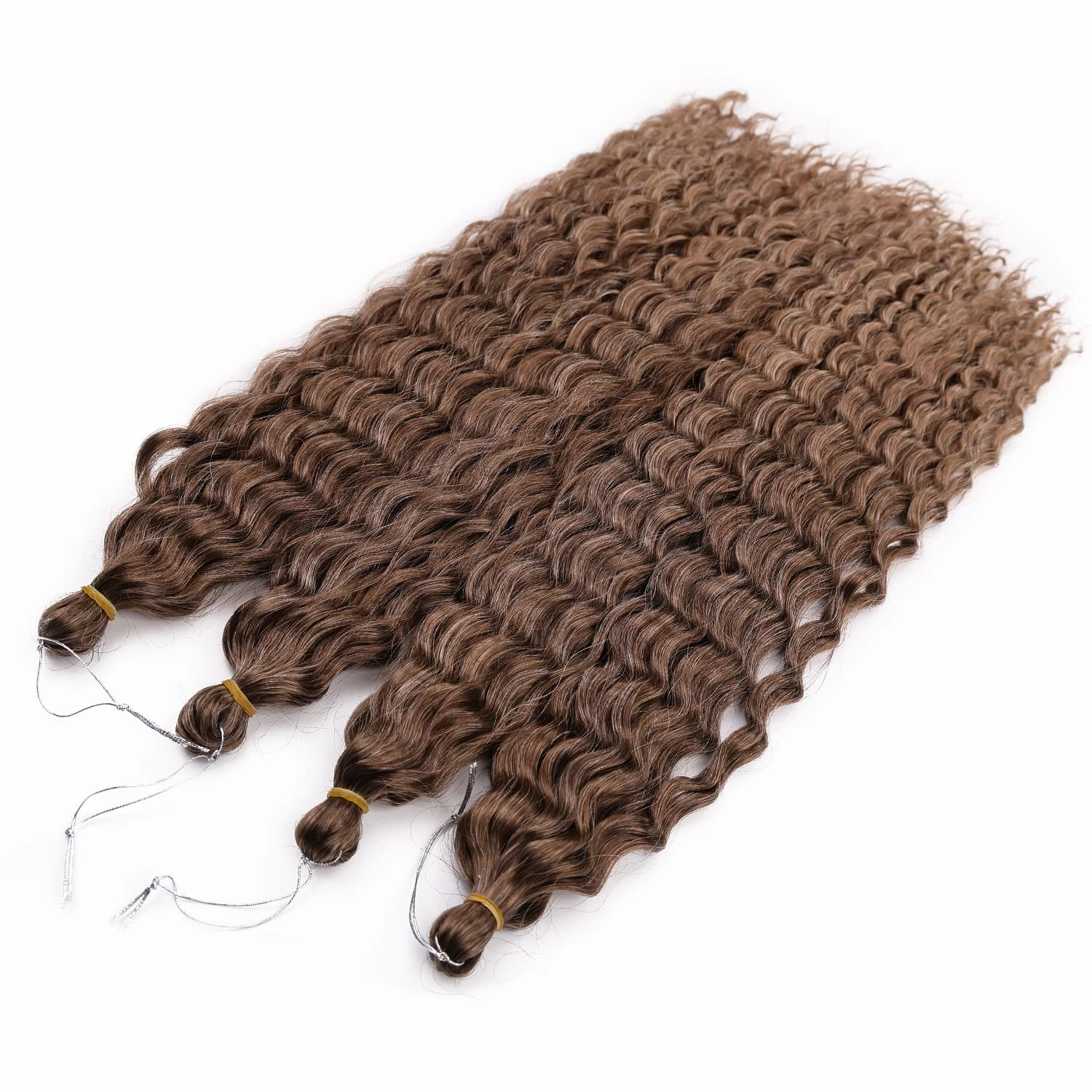 MAYSA Brown Curly Crochet Hair for Women Synthetic Wavy Crochet Hair 22 Inch 6Packs Ocean Wave Braiding Hair Extension #12Brown