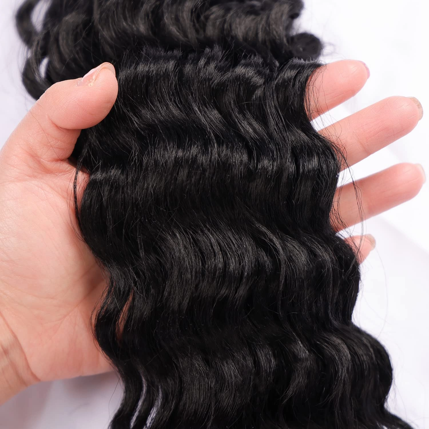 MAYSA Ocean Wave Crochet Hair Extensions 22in Crochet Hair 6Packs Soft Synthetic Braiding Curly Crochet Hair for Women #1B Natural Black