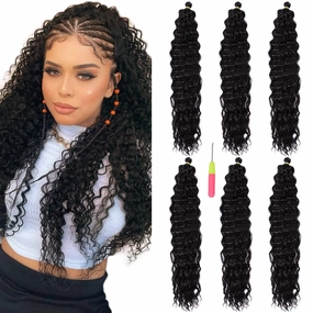 MAYSA Ocean Wave Crochet Hair Extensions 22in Crochet Hair 6Packs Soft Synthetic Braiding Curly Crochet Hair for Women #1B Natural Black