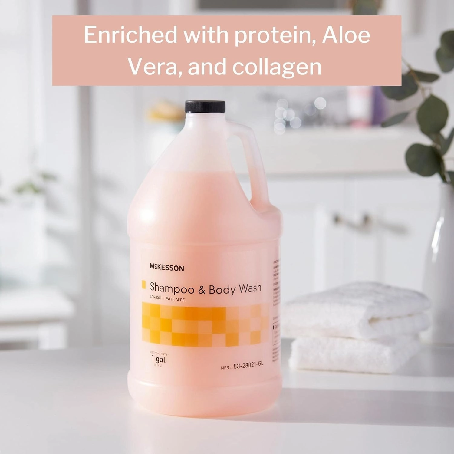 McKesson Body Wash and Shampoo with Aloe, 1 Gallon [4 Count] Bulk, Apricot