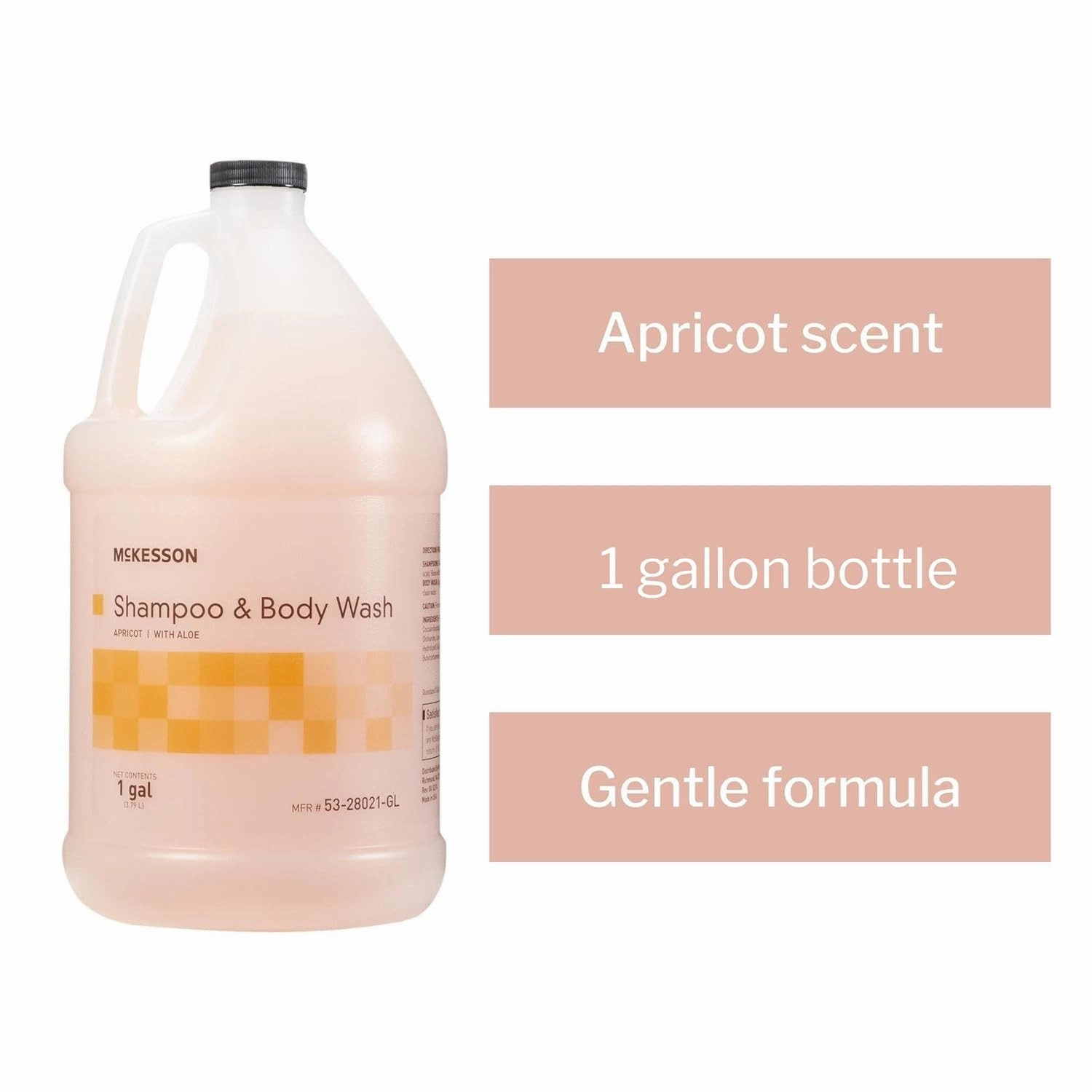 McKesson Body Wash and Shampoo with Aloe, 1 Gallon [4 Count] Bulk, Apricot