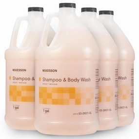 McKesson Body Wash and Shampoo with Aloe, 1 Gallon [4 Count] Bulk, Apricot