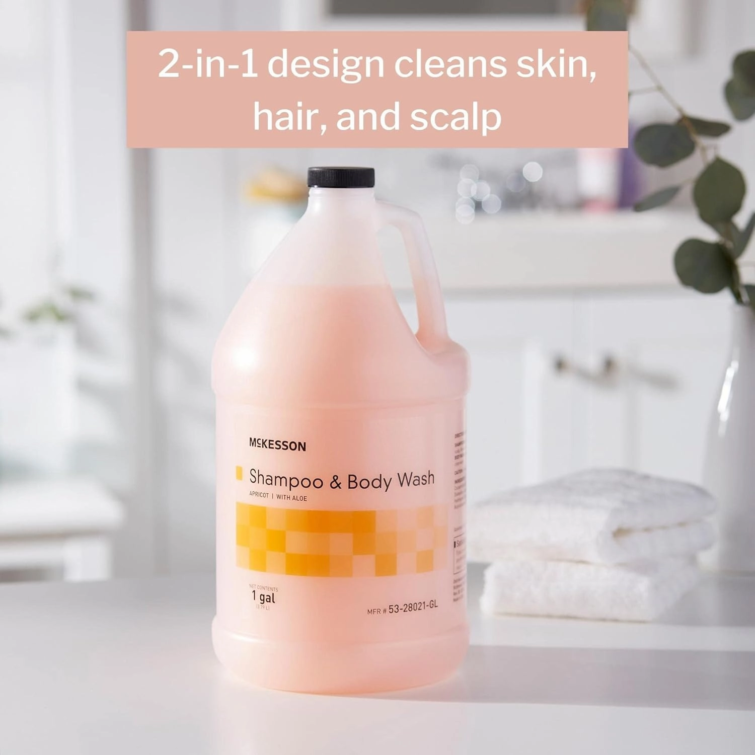 McKesson Body Wash and Shampoo with Aloe, 1 Gallon, Apricot