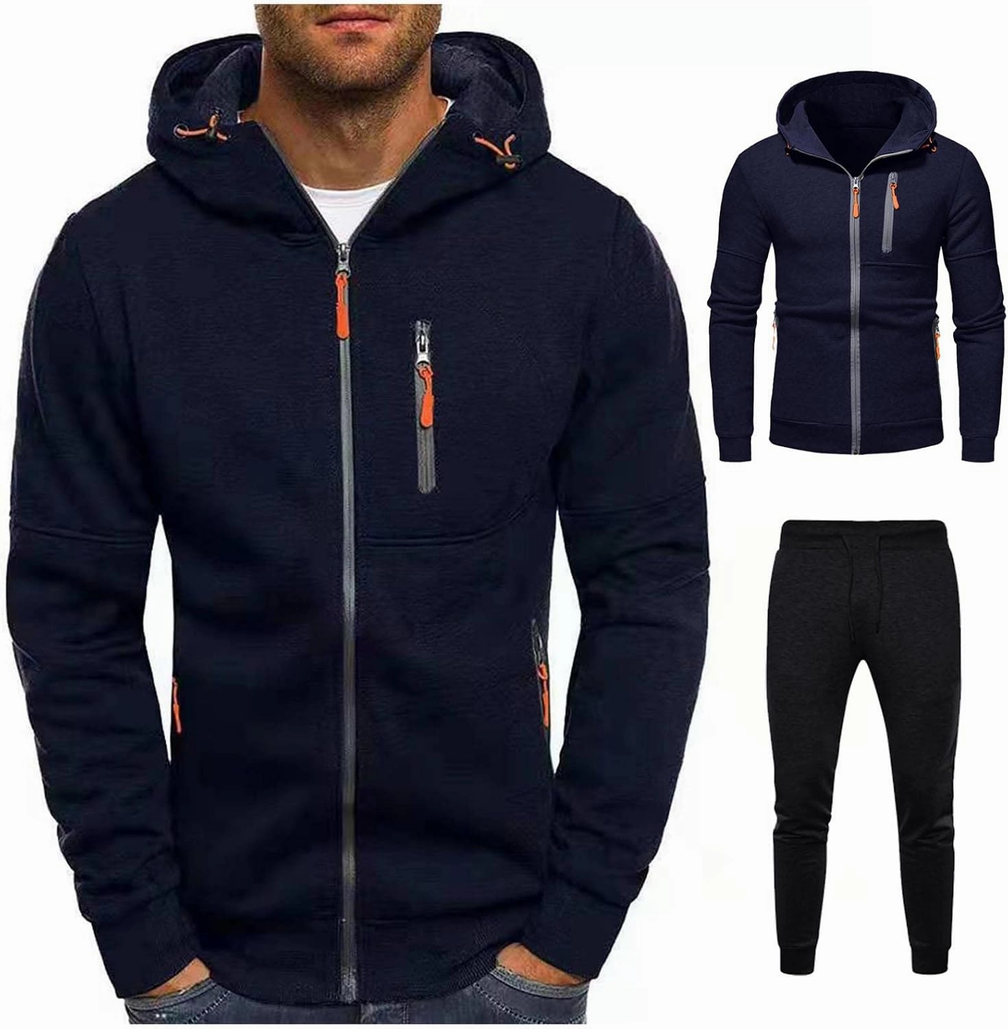 Men Hoodies Casual Hoodies Men's Spring And Autumn Long Sleeve Half Zip Long Sleeve Sweatshirt Sports Hooded Jacket