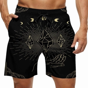 Men's Casual Summer Shorts Compass-Print,