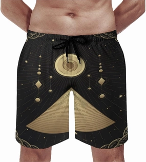 Men's Dragonfly-Moon-print2 Athletic Shorts Drawstring Graphic Shorts,