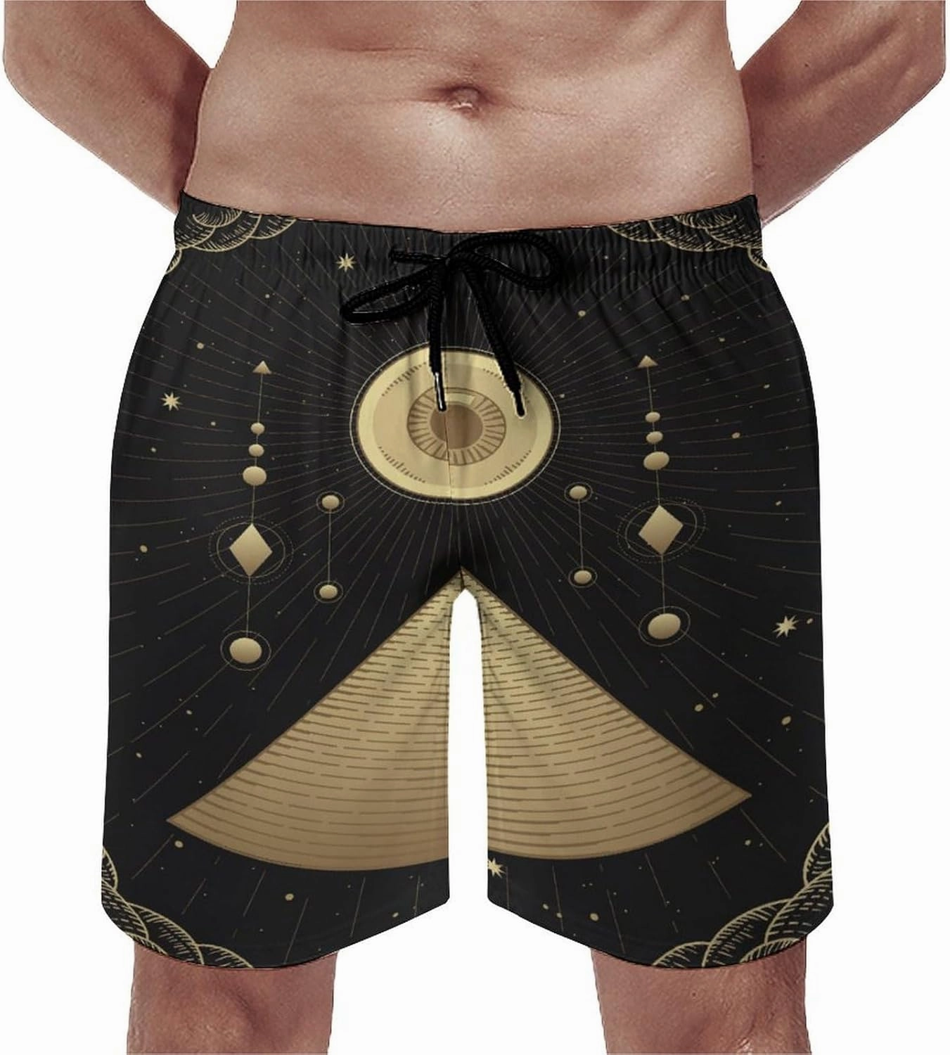 Men's Dragonfly-Moon-print2 Athletic Shorts Drawstring Graphic Shorts,