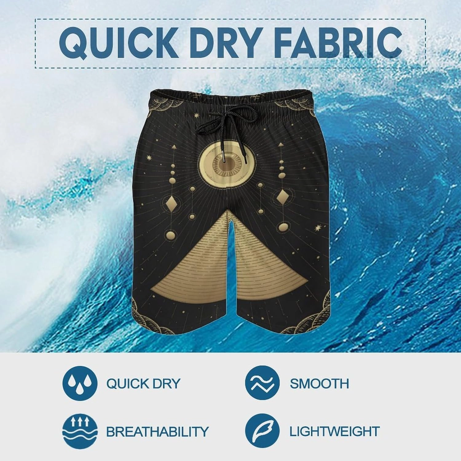Men's Dragonfly-Moon-print2 Athletic Shorts Drawstring Graphic Shorts,