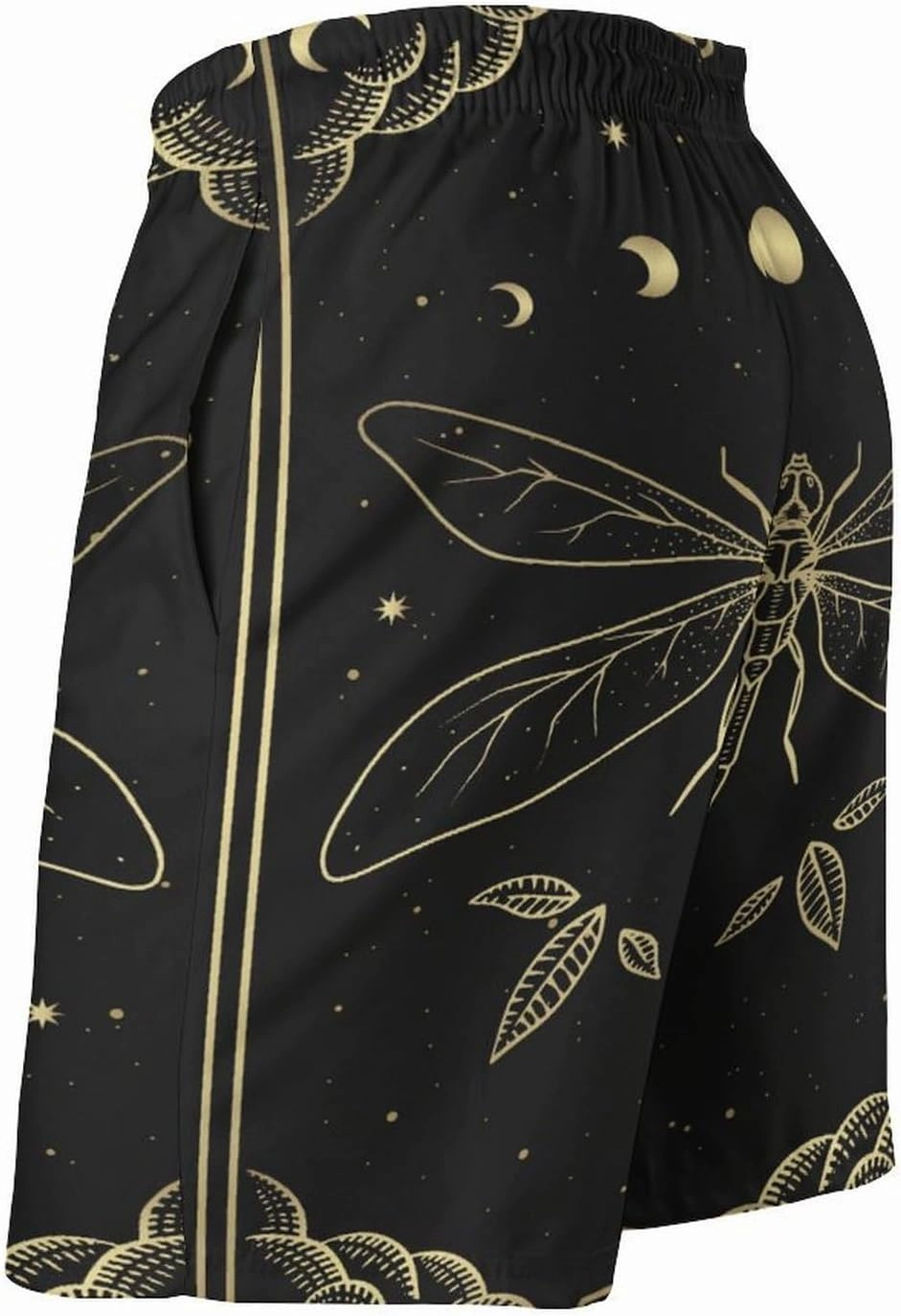 Men's Dragonfly-Moon-print2 Athletic Shorts Drawstring Graphic Shorts,
