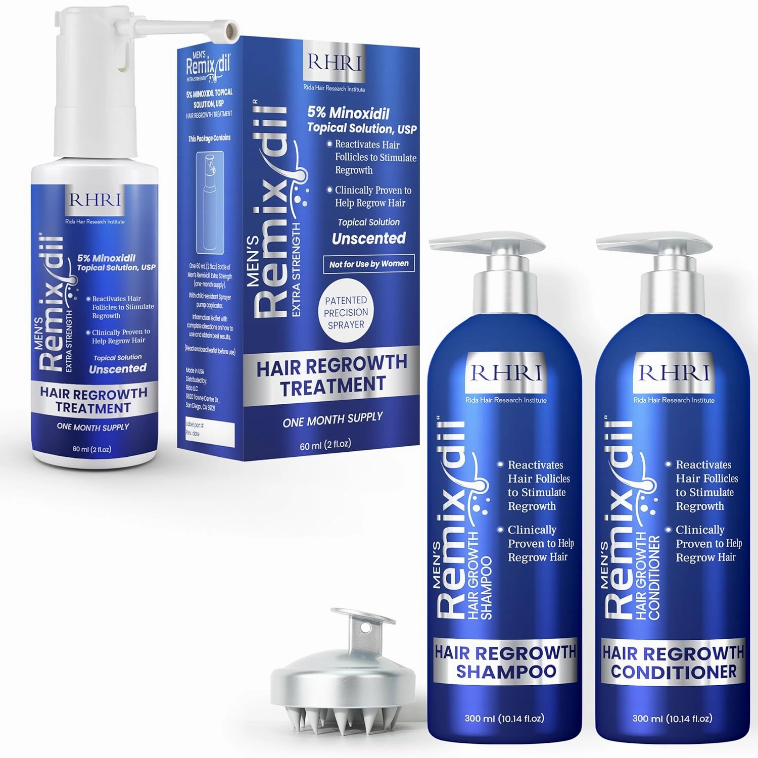 Men's Hair Growth Minoxidil Spray   Shampoo Set – Combat Thinning, Boost Volume – Hair Supplement for Fast, Strong, Visible Results