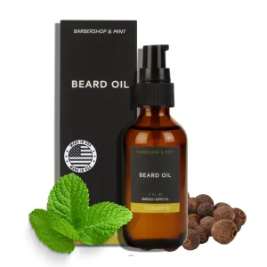 Mens Beard Oil, Leave In Beard Conditioner for Men, Beard Softener for Men, Mens Beard Care Products, Beard Growth Oil 2 FL Oz (2 FL OZ, Barbershop & Mint)
