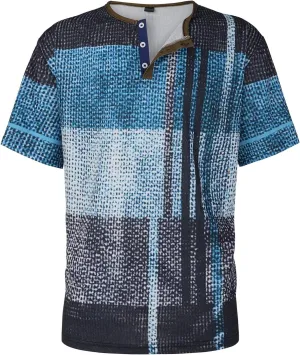 Mens Short Sleeve Henley Shirts Distressed Vintage Color Block Waffle Plaid T-Shirt Slim Fit Golf Polo Shirts for Men