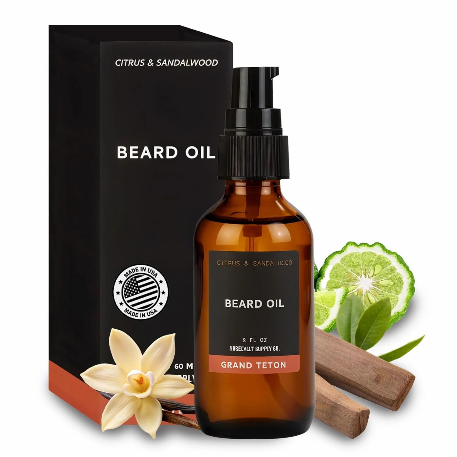 Mens Beard Oil, Leave In Beard Conditioner for Men, Beard Softener for Men, Mens Beard Care Products, Beard Growth Oil 2 FL Oz (2 FL OZ, Sandalwood & Citrus)