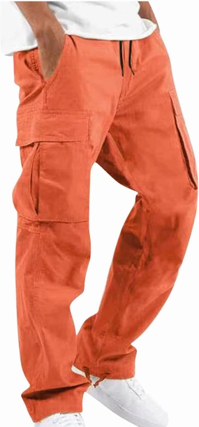 Mens Cargo Pants Loose Baggy Work Hiking Drawstring Trousers Outdoor Comfy Joggers with Multi Pockets