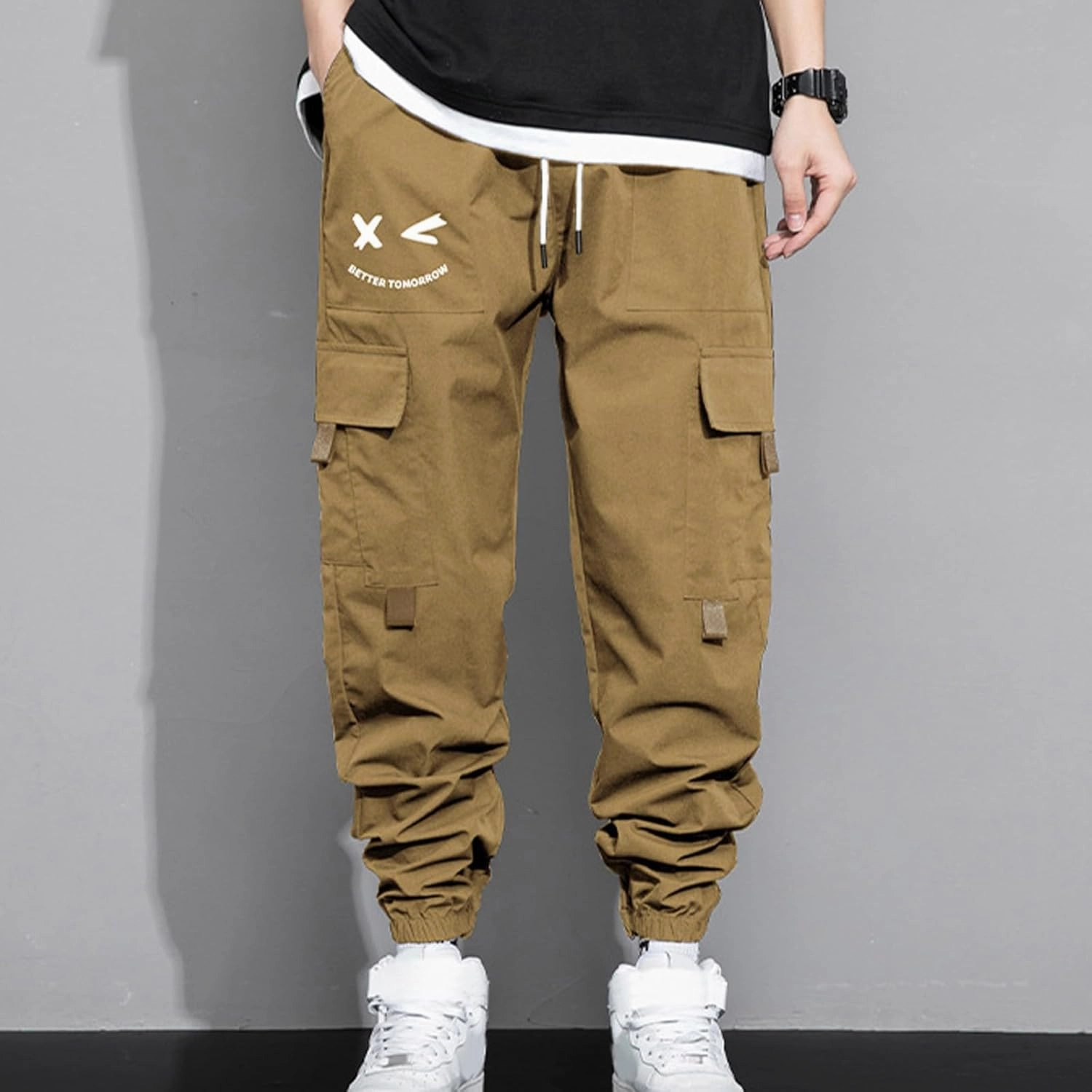 Mens Caro Pants Casual Athletic Work Hiking Joggers Elastic Waist Loose Baggy Utility Outdoor Fashion Sweatpants