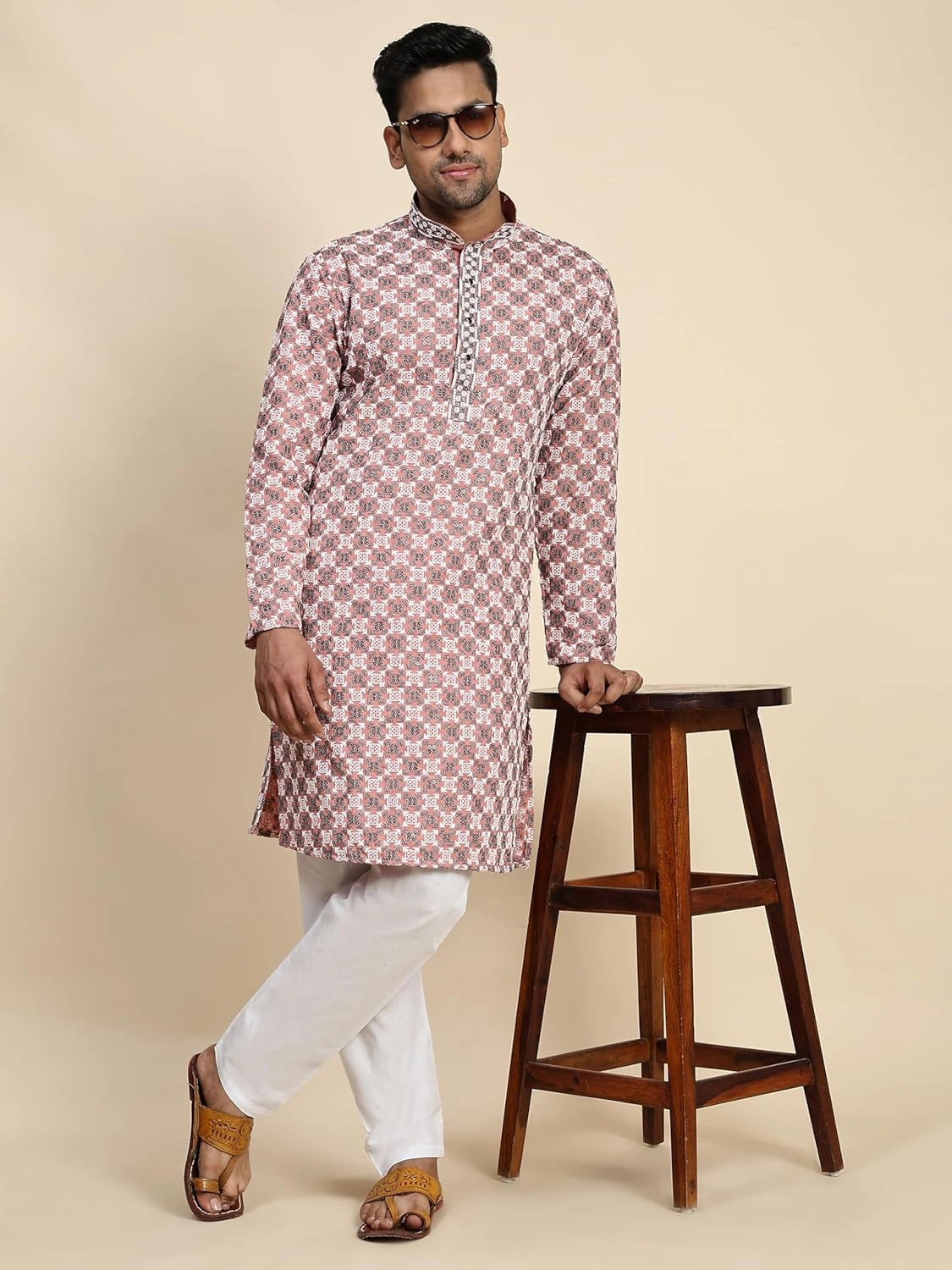 Mens Indian Traditional Cotton Kurta Sets, Men Kurta Set Indian Wedding Dress (A-119)