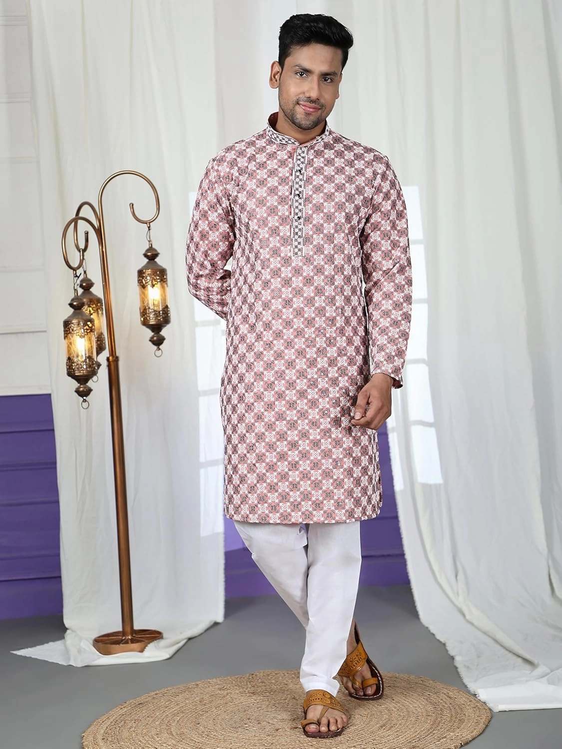 Mens Indian Traditional Cotton Kurta Sets, Men Kurta Set Indian Wedding Dress (A-119)