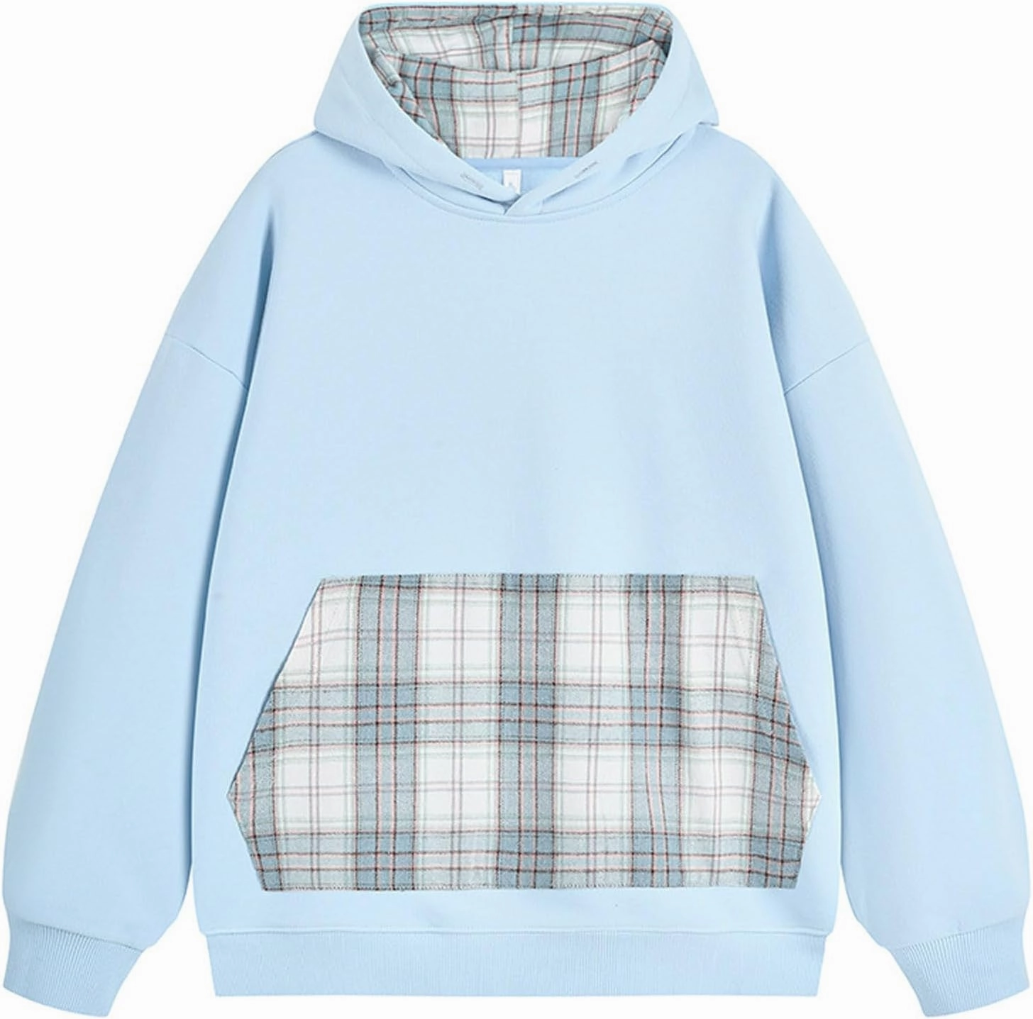 Mens Sweatshirt Hoodies Long Sleeve Casual Sweatshirts Men's Classic Plaid Hoodies with Pocket Drawstring Pullover