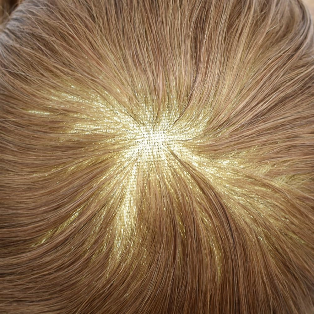 Mens Toupee Hair Piece French Lace Toupee For Men Hair Replacement System For Men Hairpiece Natural Hairline 8X10#17R BROWN/BLONDE MIX WARM TONE