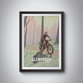 MESSNER2024 Vintage Travel Posters - Home Decor Bathroom Living Room Posters Glentress Mountain Bike Trail Centre Biking Poster Scotland Print Tweed Valley 7Stanes Peebles Innerleithen Cycling