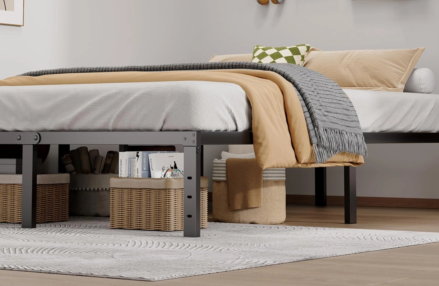 Metal Bed Frame Full Size - 14 Inch Heavy-Duty Full Platform Bed Frame No Box Spring Needed, Easy Assembly, Noise-Free, Sturdy Mattress Foundation, Underbed Storage Space