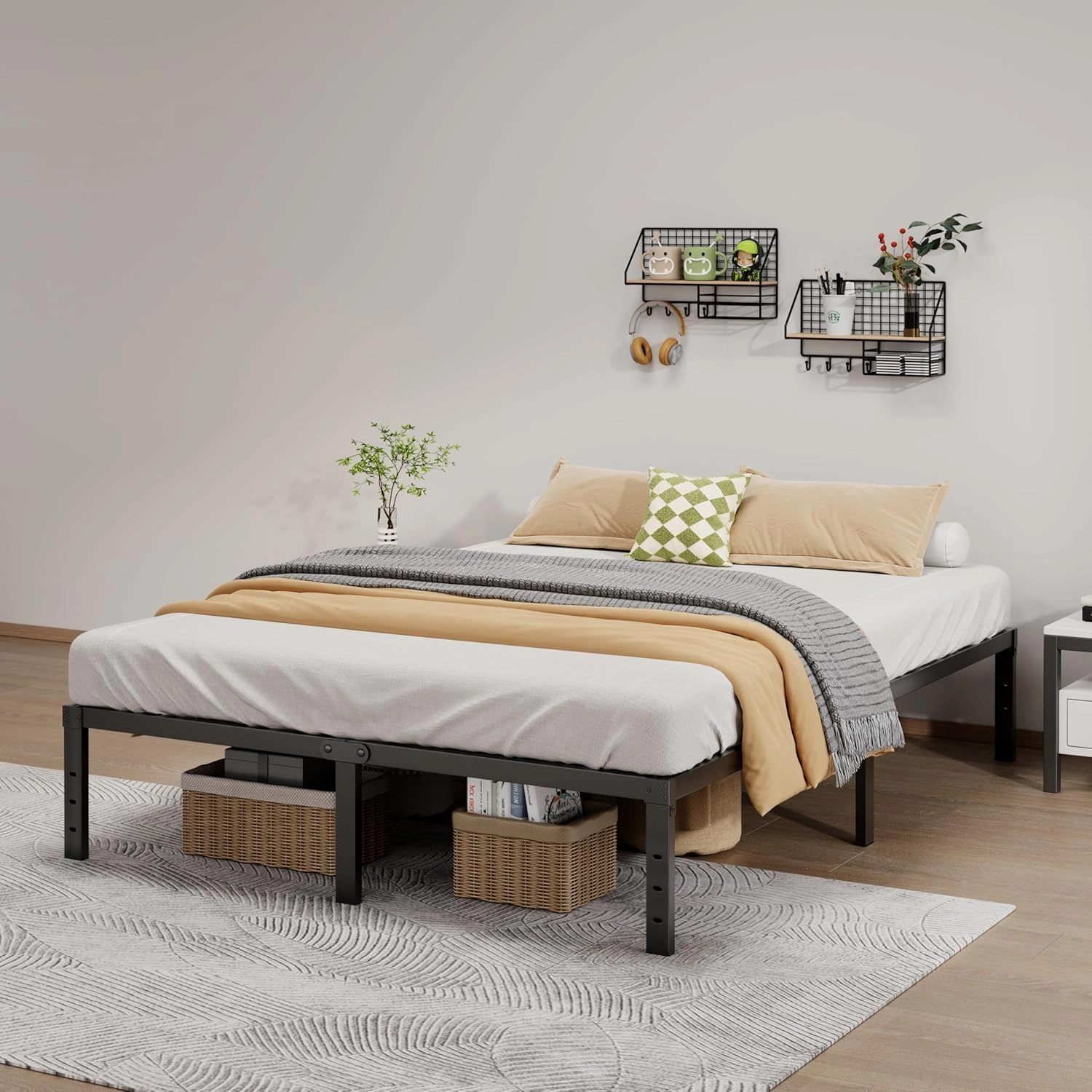 Metal Bed Frame Full Size - 14 Inch Heavy-Duty Full Platform Bed Frame No Box Spring Needed, Easy Assembly, Noise-Free, Sturdy Mattress Foundation, Underbed Storage Space
