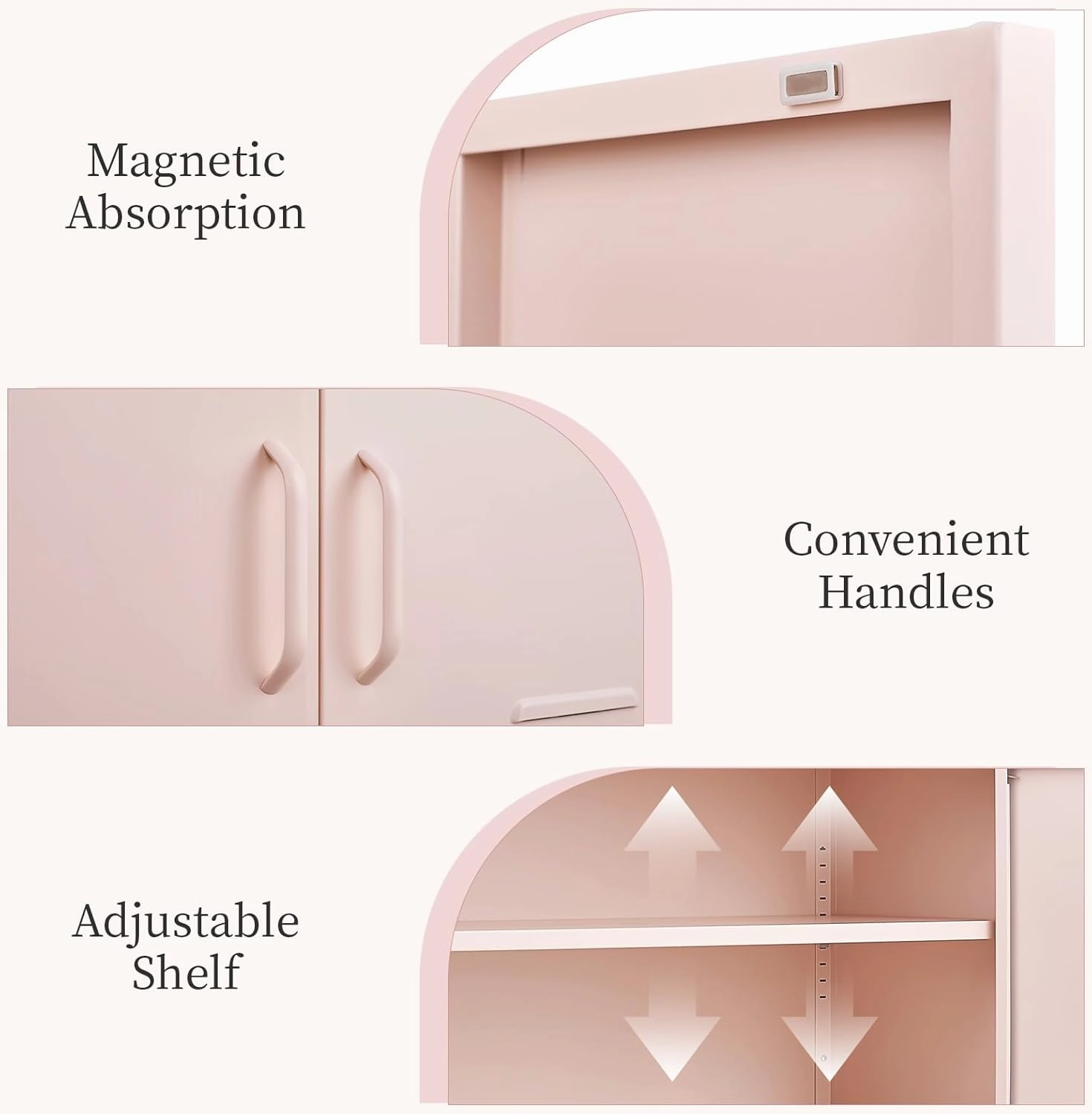 Metal Cabinets,2 Door Cabinet with Adjustable Shelf,Pink Storage Cabinet for Bedroom,Living Room,Pink