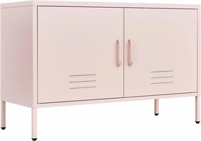 Metal Cabinets,2 Door Cabinet with Adjustable Shelf,Pink Storage Cabinet for Bedroom,Living Room,Pink