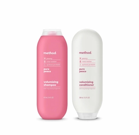 Method Daily Pure Peace Volumizing Hair Care Shampoo (14 oz)   Conditioner (13.5 oz) with Rose, Peony, and Pink Sea Salt, Paraben and Sulfate Free