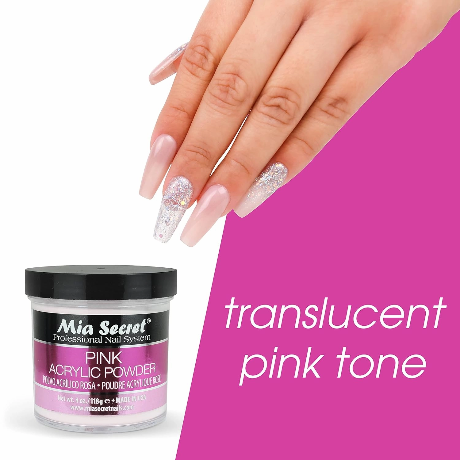 Mia Secret Pink Acrylic Powder 4 oz.