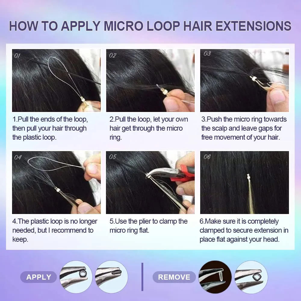 Micro Loop Human Hair Extensions for Black Women Deep Curly Natural Black Real Human Hair Micro Ring Hair Extensions 100 Strands 14 Inches