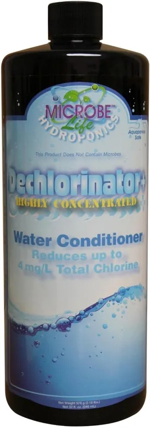 Microbe Life Hydroponics Premium Dechlorinator for Hydroponics Gardens, Chlorine and Chloramine Neutralizing Full-Function Water Conditioner for Fruits, Vegetables, and Herbs, 32 Ounces