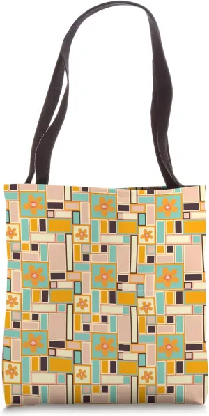 Mid-Century Mod Flowers Retro Modern Inspired Pattern Tote Bag
