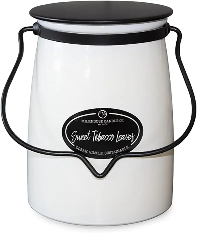 Milkhouse Candle Company - Sweet Tobacco Leaves - Creamery Collection - 22oz Single Cotton Wick Soy Candles with Beeswax - Long Burn Time, Made in The USA - Non Toxic, Premium Scented Candles