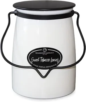 Milkhouse Candle Company - Sweet Tobacco Leaves - Creamery Collection - 22oz Single Cotton Wick Soy Candles with Beeswax - Long Burn Time, Made in The USA - Non Toxic, Premium Scented Candles