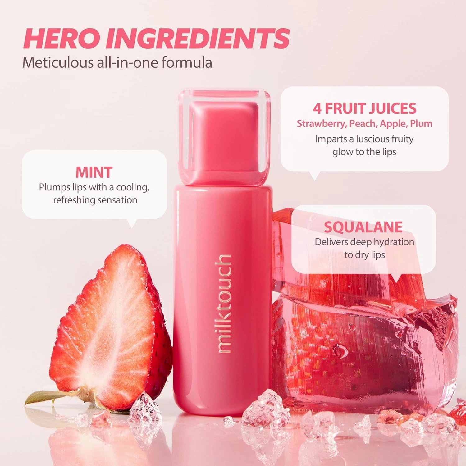 MILKTOUCH Jelly Lip Glow Tint - Hydrating Lip Gloss with Long-Lasting Moisture, Lip Stain, Lightweight, Radiant Shine, Perfect for Daily Use, Korean Lip Oil (07 Autumn Peach)