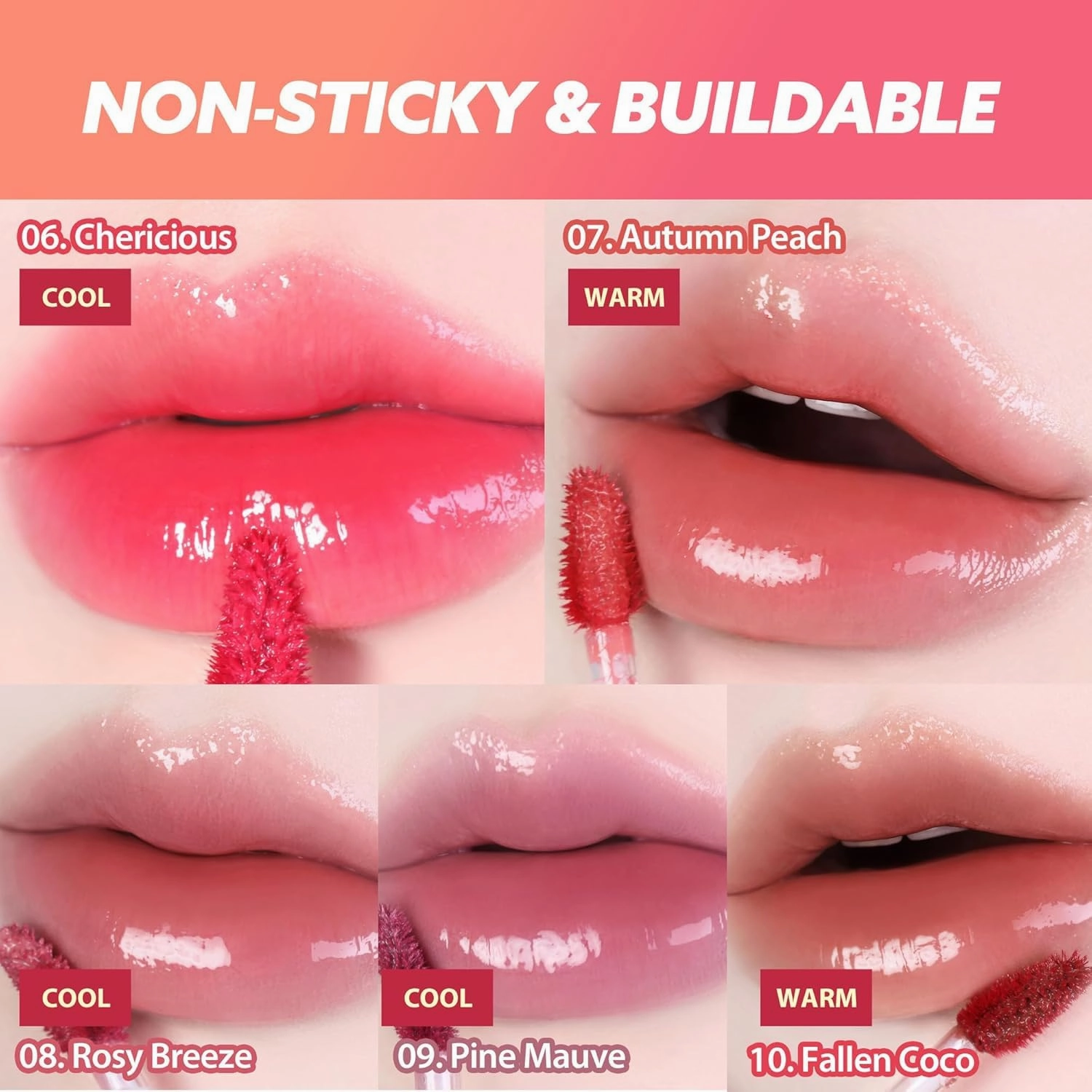 MILKTOUCH Jelly Lip Glow Tint - Hydrating Lip Gloss with Long-Lasting Moisture, Lip Stain, Lightweight, Radiant Shine, Perfect for Daily Use, Korean Lip Oil (07 Autumn Peach)