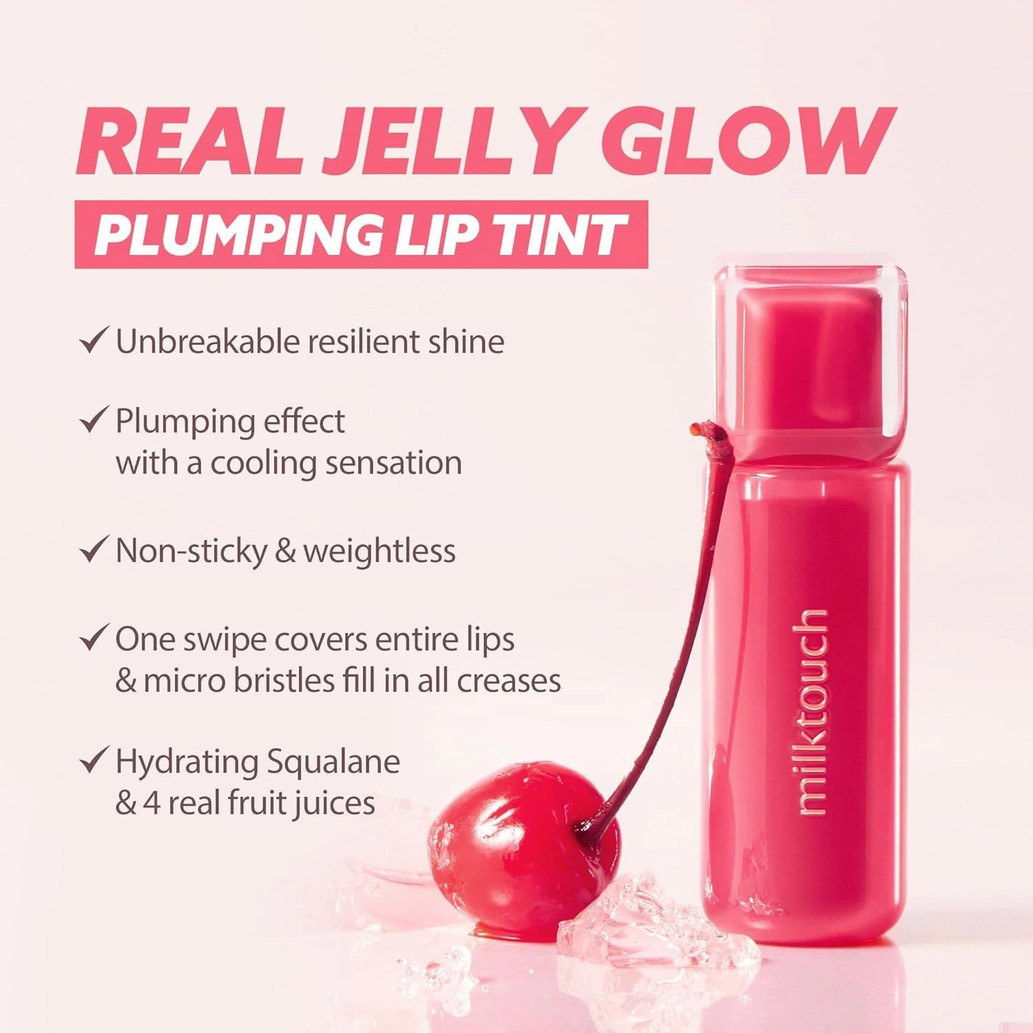 MILKTOUCH Jelly Lip Glow Tint - Hydrating Lip Gloss with Long-Lasting Moisture, Lip Stain, Lightweight, Radiant Shine, Perfect for Daily Use, Korean Lip Oil (07 Autumn Peach)