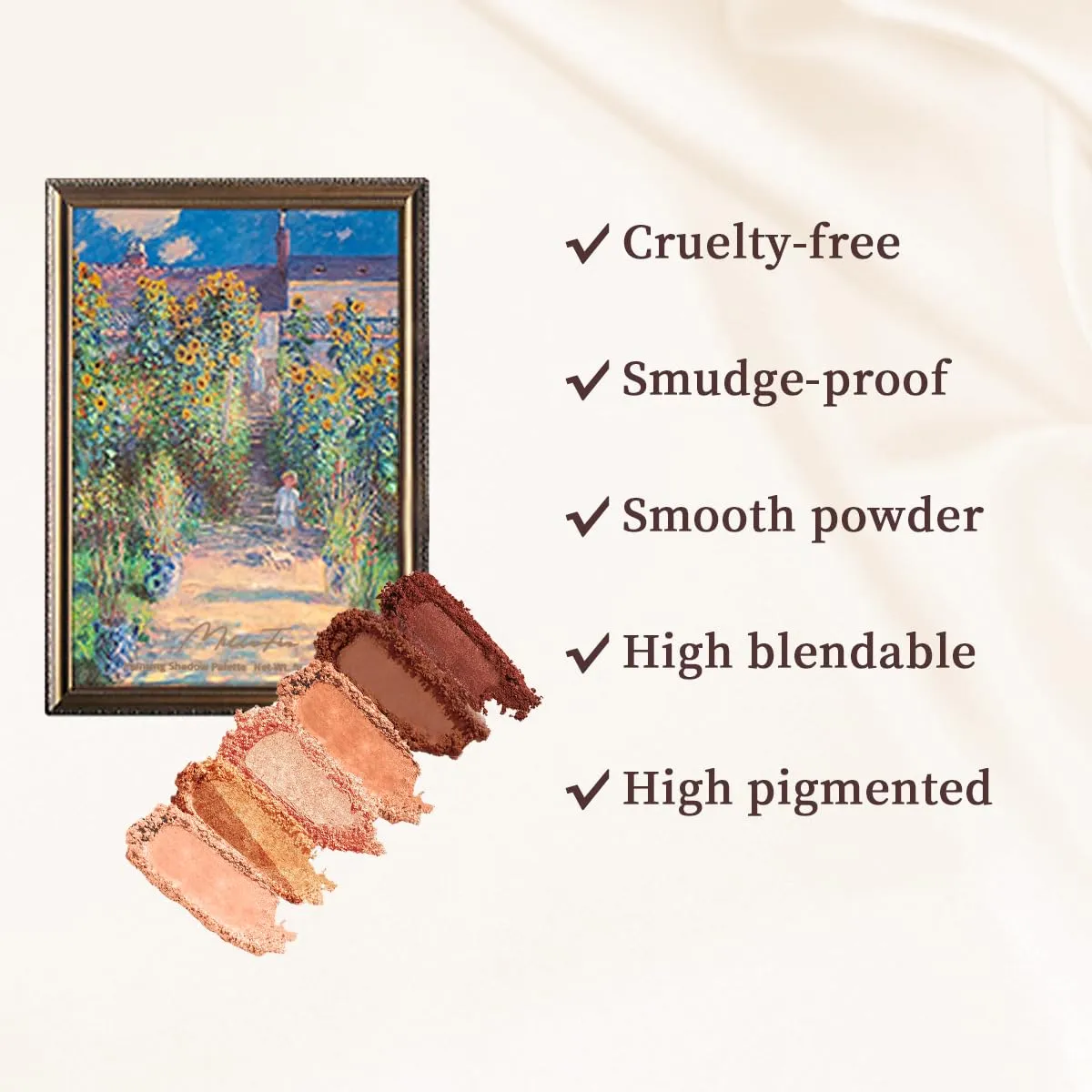 MilleFee Painting Eyeshadow Palette (05 Monet's garden) Warm Deep, Cruelty-Free, Smudge-Proof