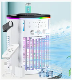 Mini Air Conditioner Battery Powered 6000mAh,Rechargeable Small Air Conditioner for Room,Personal Air Cooler with Mist,Timer & Light,Portable AC Unit Cooling Fan for Camping,Tent,Car Desktop,Bedroom