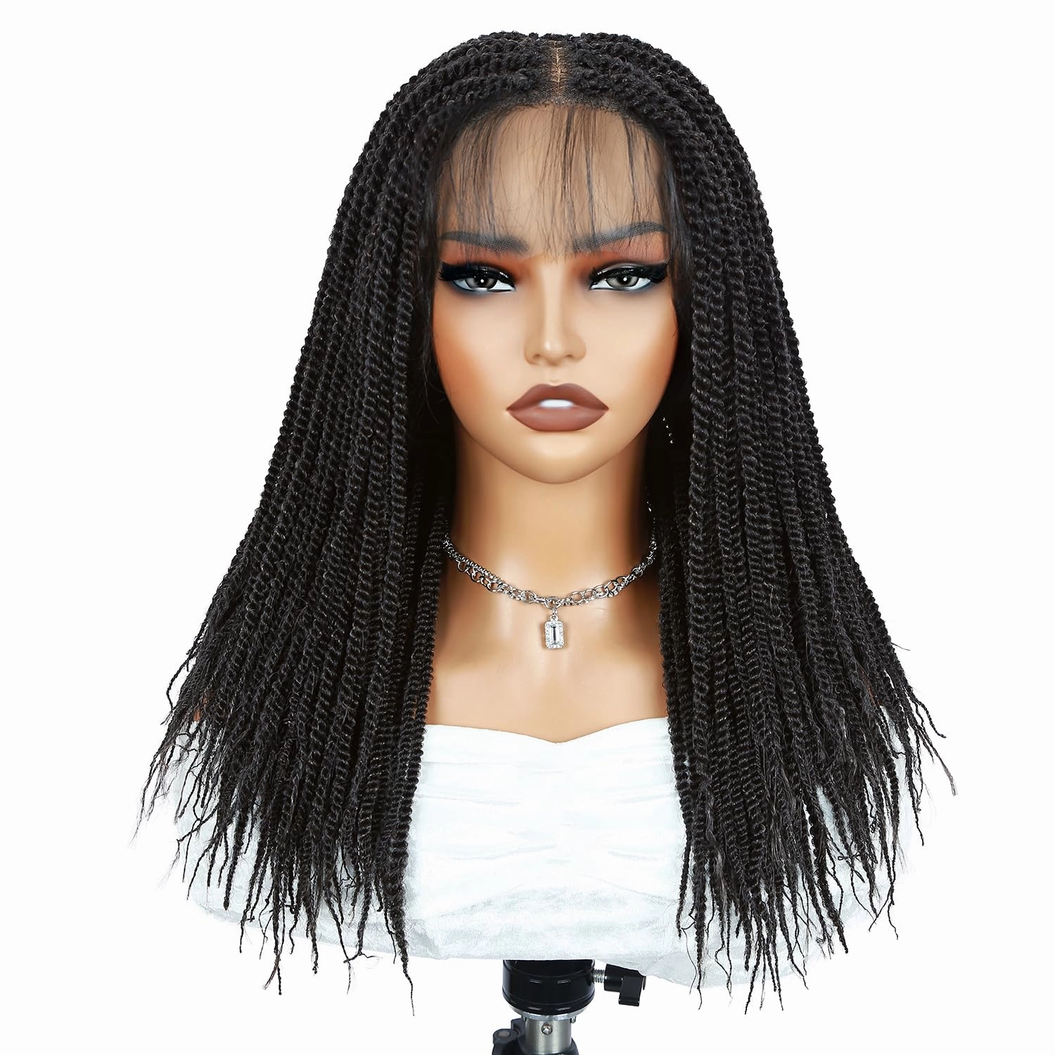 Mini Twist Braided Lace Wig Kinky Twists Wigs for Black Women Lace Front Knotless Braid Dreadlock Synthetic Black Hair 20 Inch